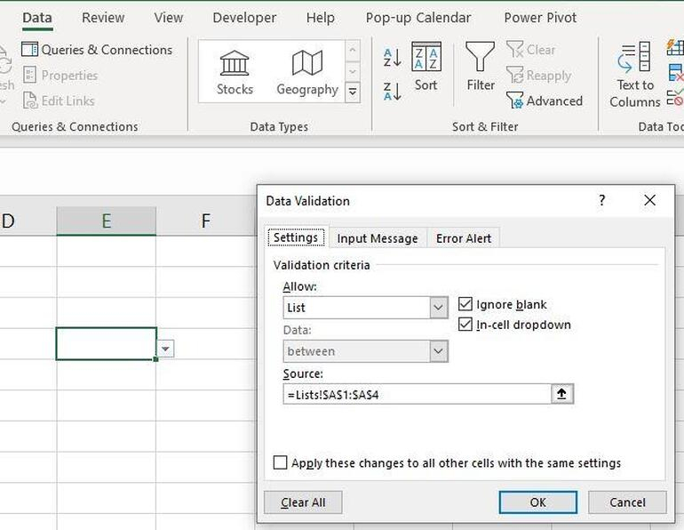 How To Create An Excel Drop Down List From Another Tab