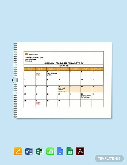 Human Resources Annual Calendar Photo | Calendar Template 2020