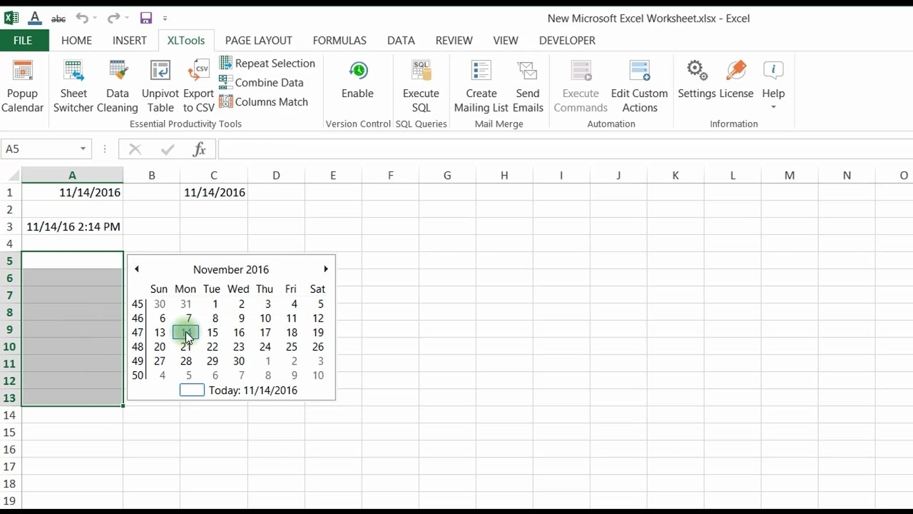 Excel 2021 Date Picker Calendar Template 2022