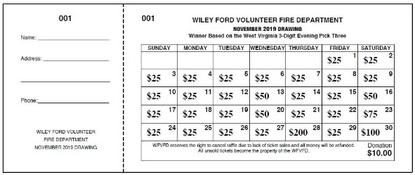 &quot;Jumbo Calendar&quot; Raffle Tickets