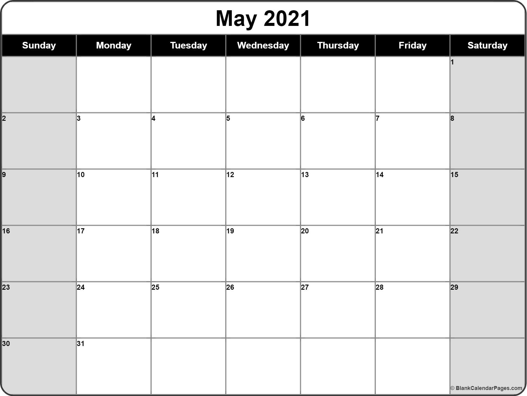 May 2021 Calendar | Free Printable Calendar Templates