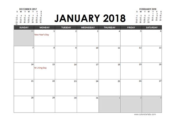 Monthly 2018 Excel Calendar Planner | Excel Calendar