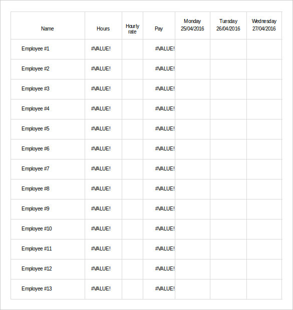 Monthly Employee Schedule Template Excel - Task List Templates