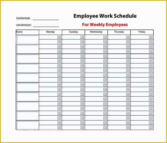 Monthly Employee Schedule Template Free Of 9 Weekly Work