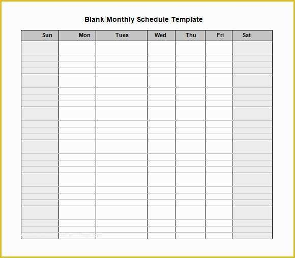 Monthly Employee Schedule Template Free Of Blank Schedule