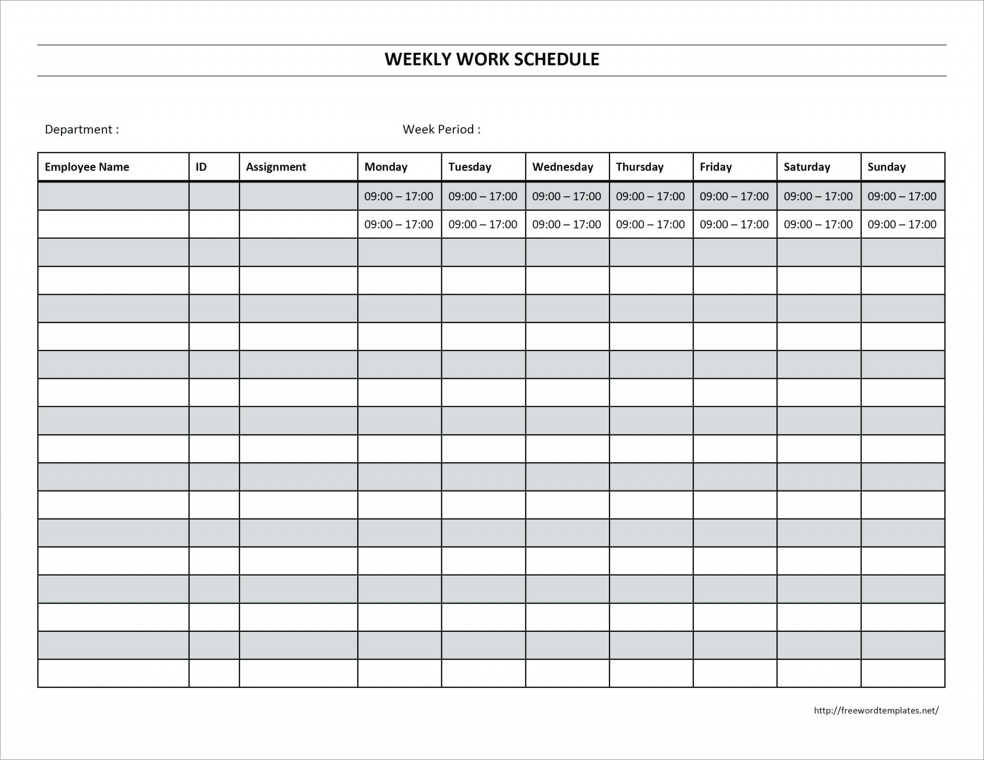 Monthly Work Schedule Template Printable | Calendar