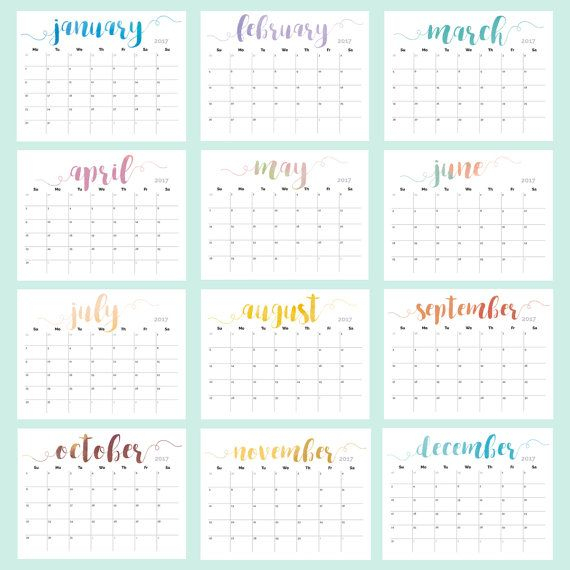 Printable Calendar 2017-2018 Wall Calendar Pages