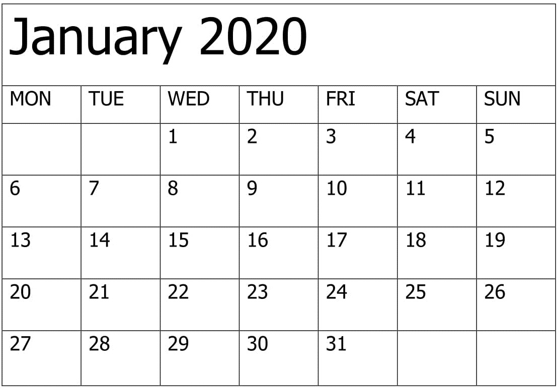 Printable Fill In 2020 Calndar - Calendar Inspiration Design