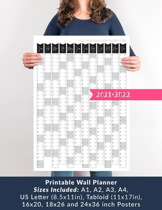 Printable Wall Calendar 2021 Wall Planner 2021 Printable