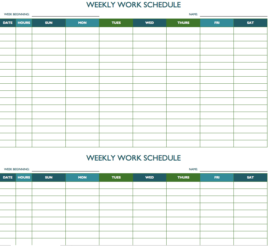 Printable Weekly And Biweekly Schedule Templates For Excel