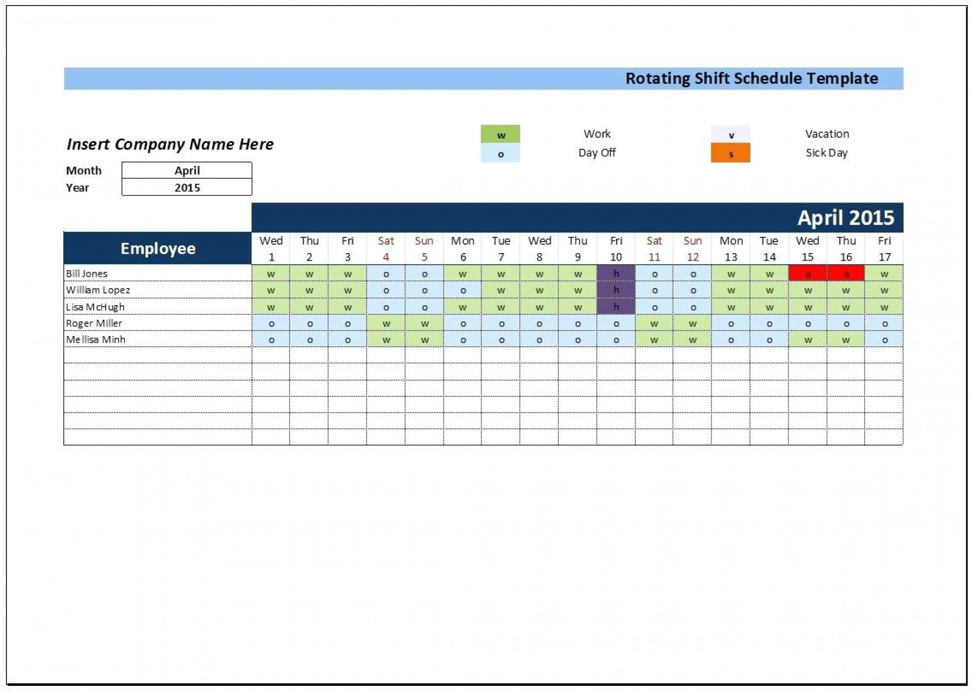 Rotating Shift Schedule Template ~ Addictionary