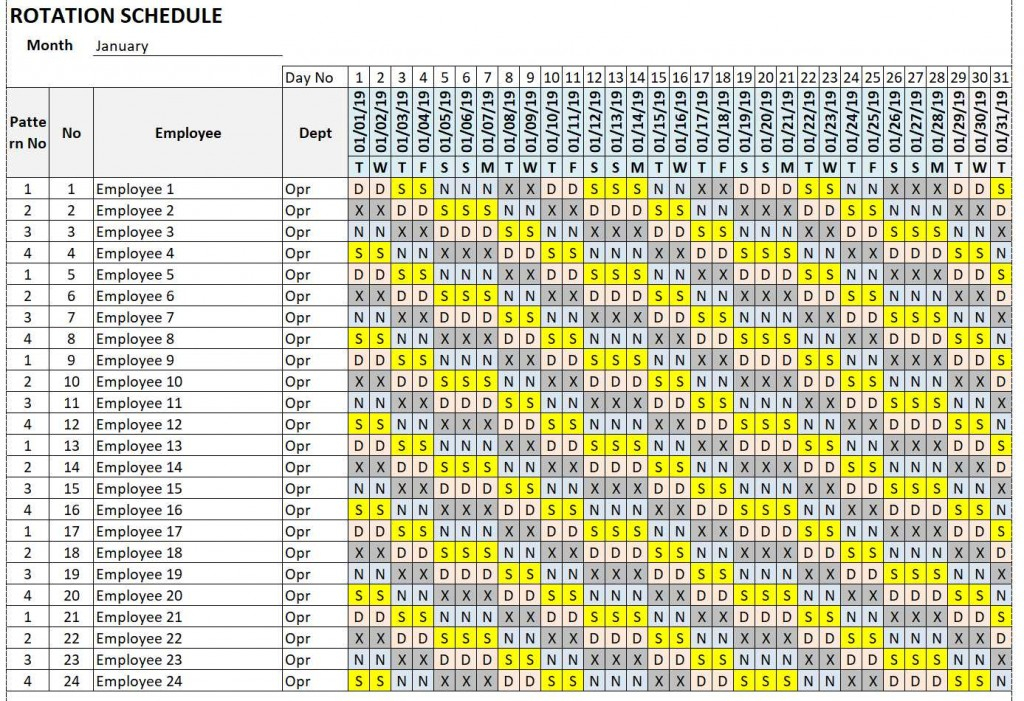 Rotating Shift Schedule Template ~ Addictionary