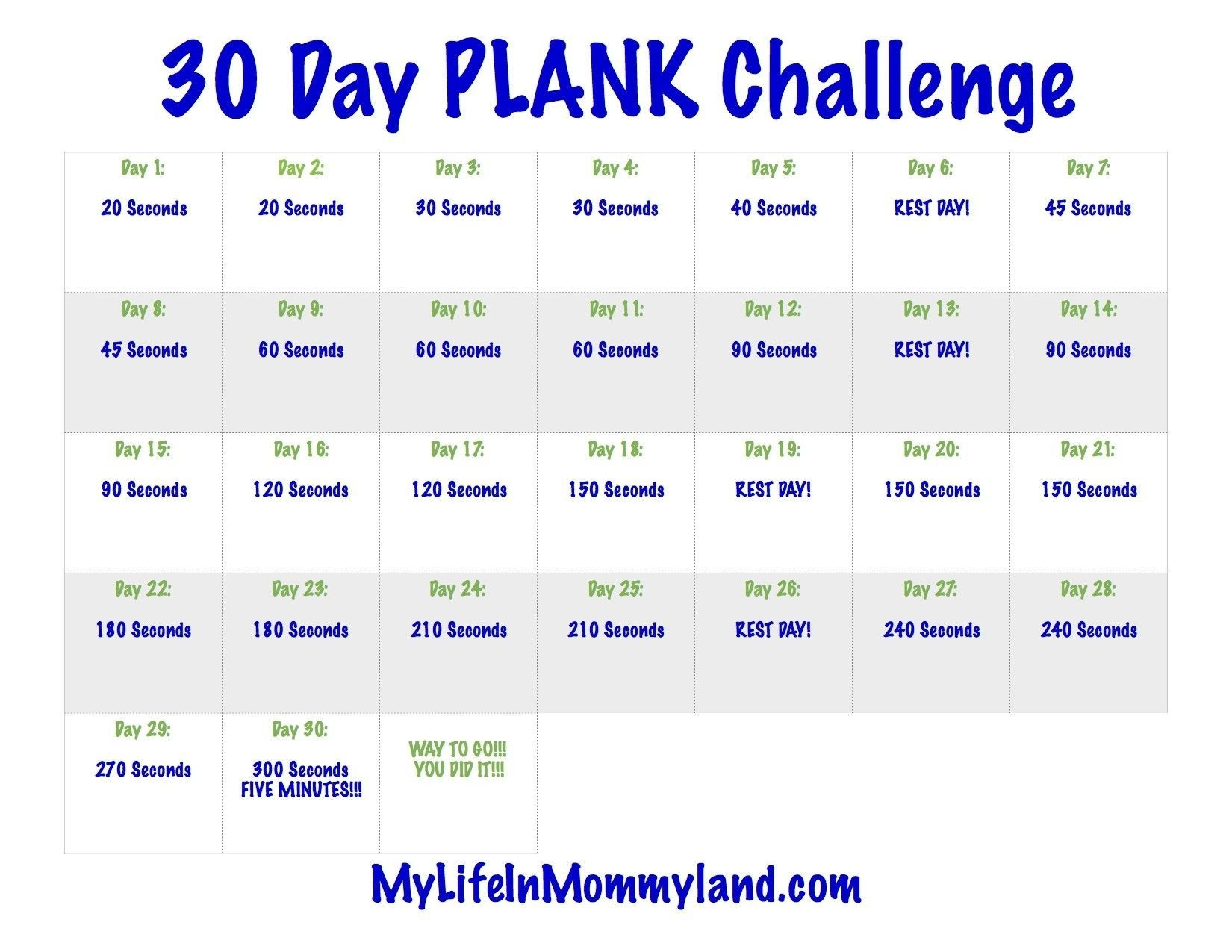 The 30 Day Plank Challenge Calendar | Get Your Calendar