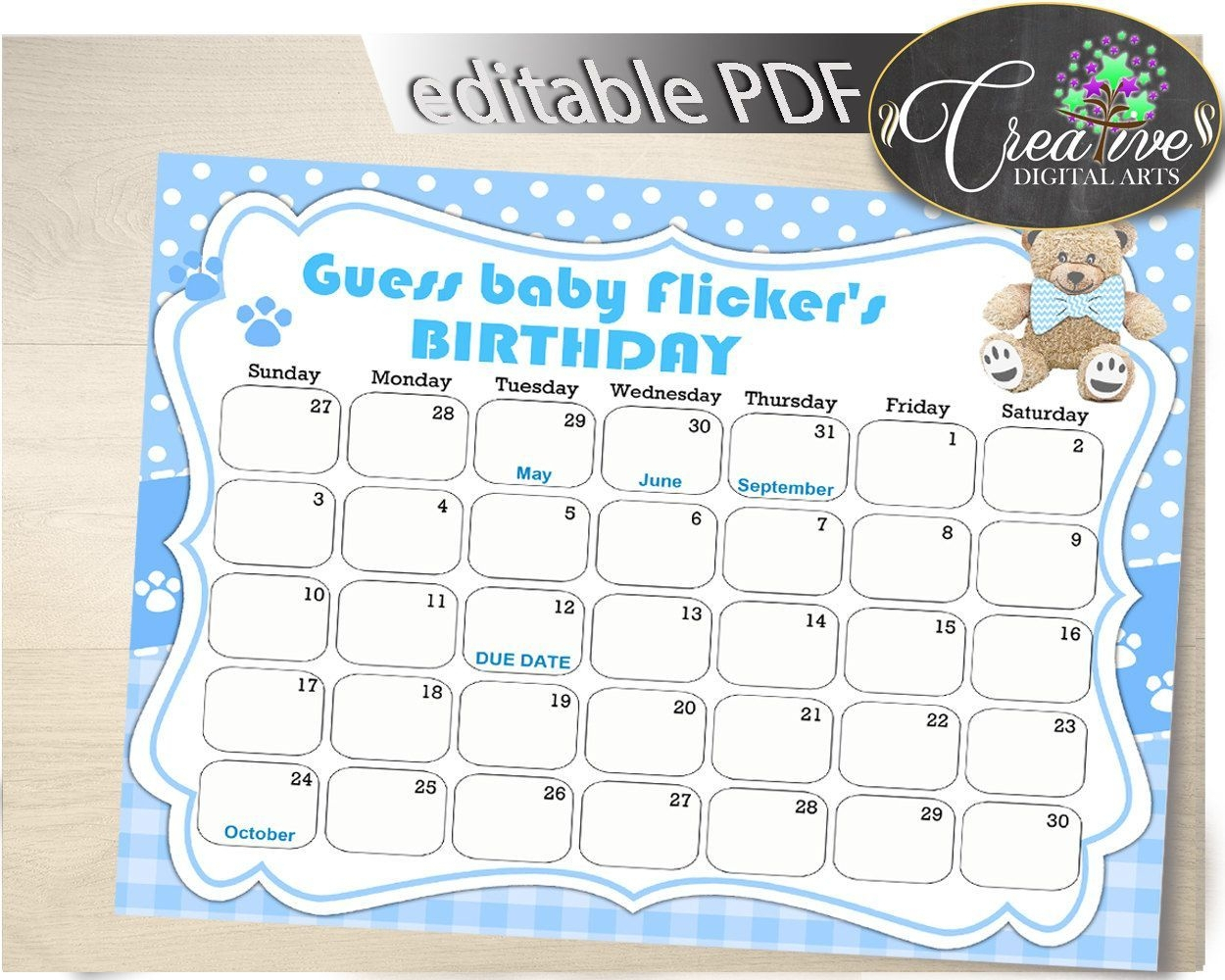 The Guess Baby Birthday Calendar | Get Your Calendar Printable