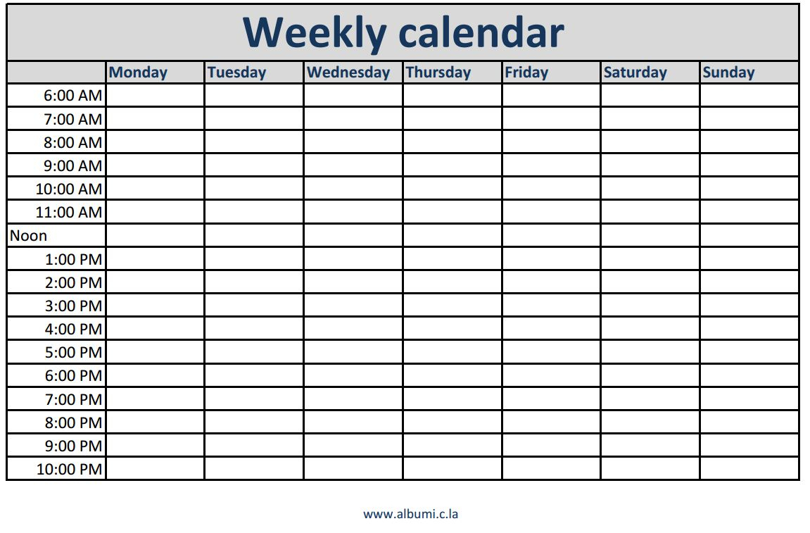Weekly Calendars With Times Printable | Calendars