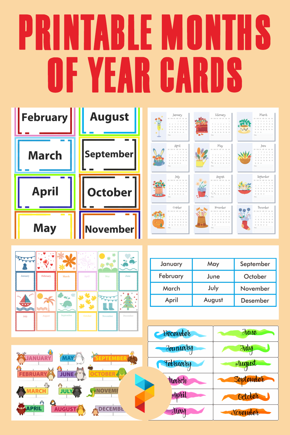 10 Best Printable Months Of Year Cards - Printablee