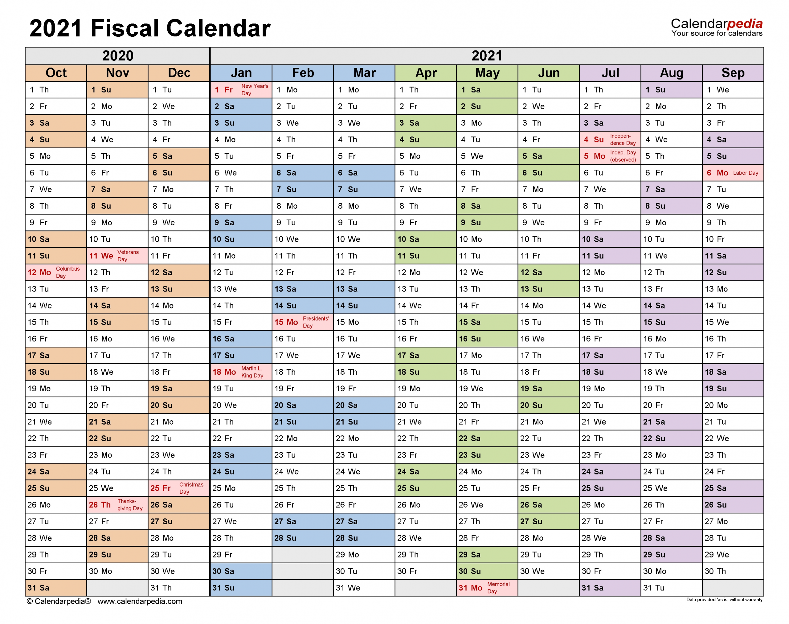 2020 2021 Financial Calendar - Template Calendar Design