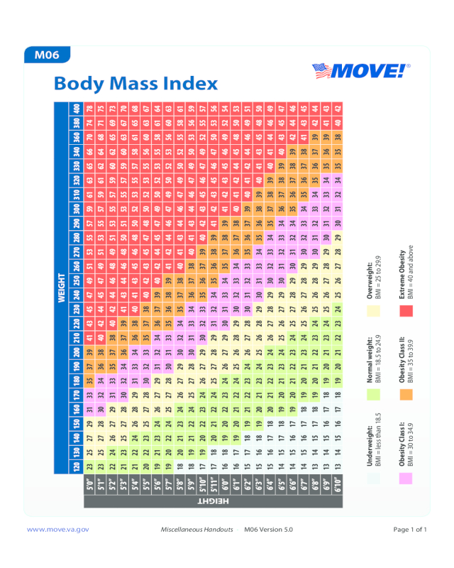 2021 Bmi Chart - Fillable, Printable Pdf &amp; Forms | Handypdf