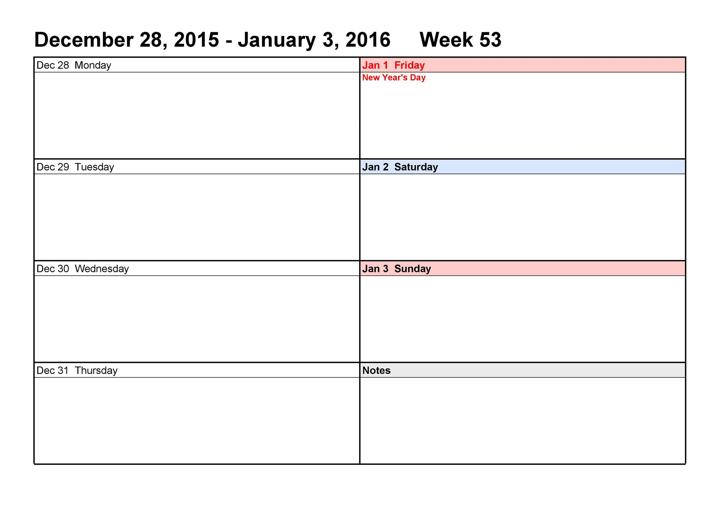 26 Blank Weekly Calendar Templates [Pdf, Excel, Word] ᐅ