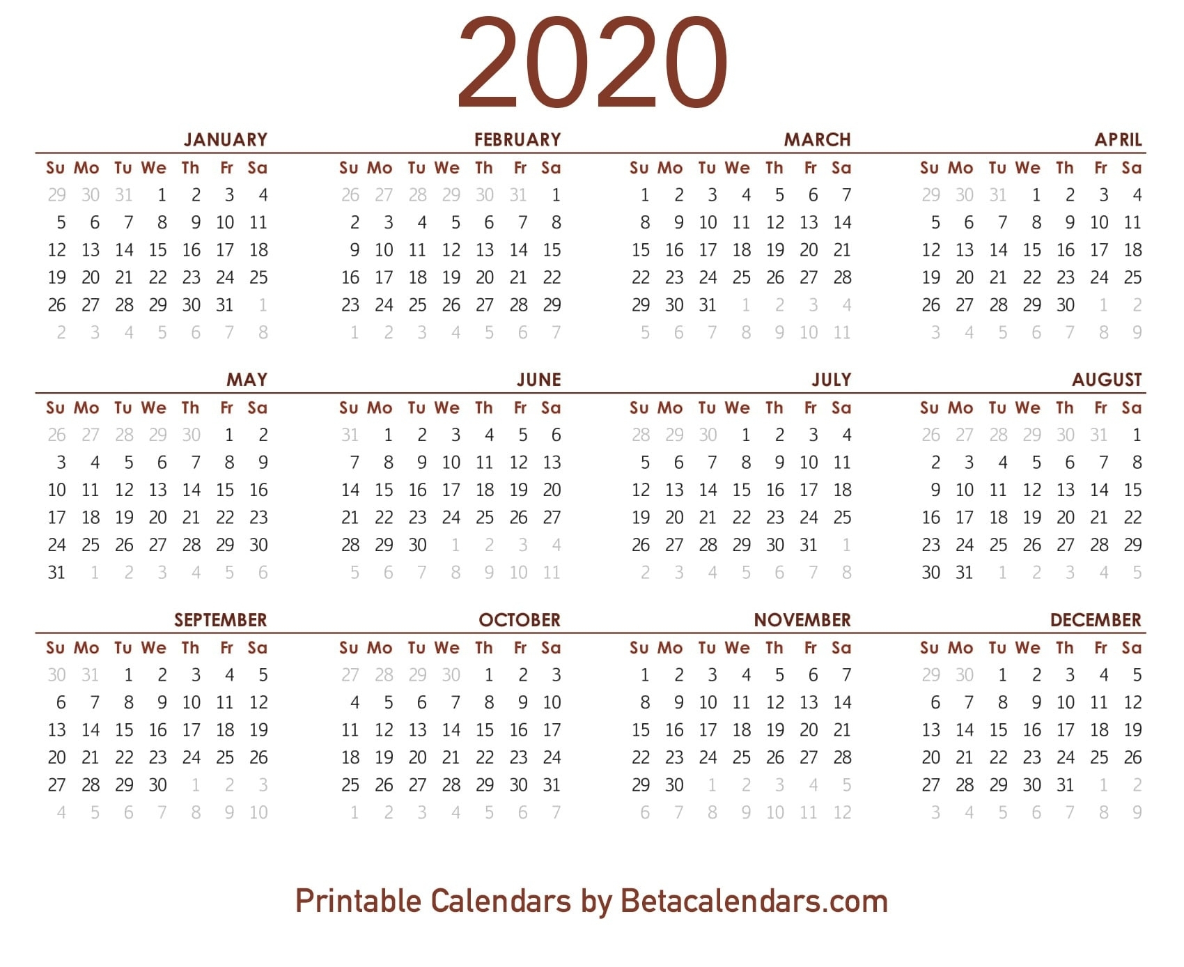 5 Day Blank Calendar 2020 | Free Calendar Template Example