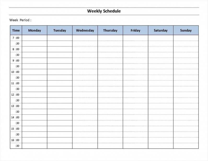 7 Day Calendar Template ~ Addictionary