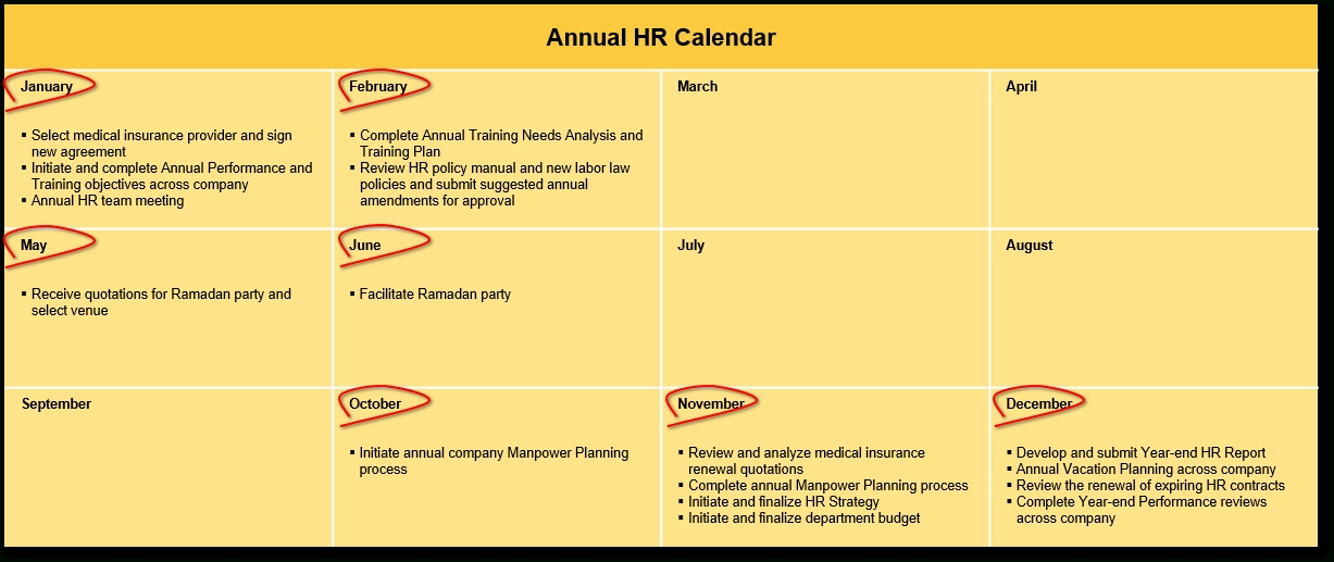 An Hr Calendar … Why Not? | Handover Consulting In Hr