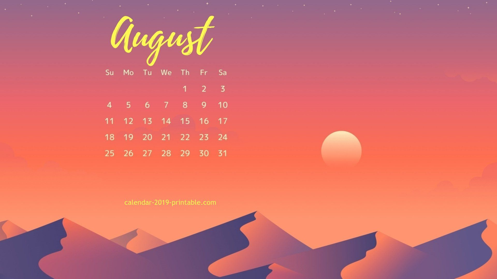 August 2019 Calendar Wallpaper | Calendar Wallpaper, 2019