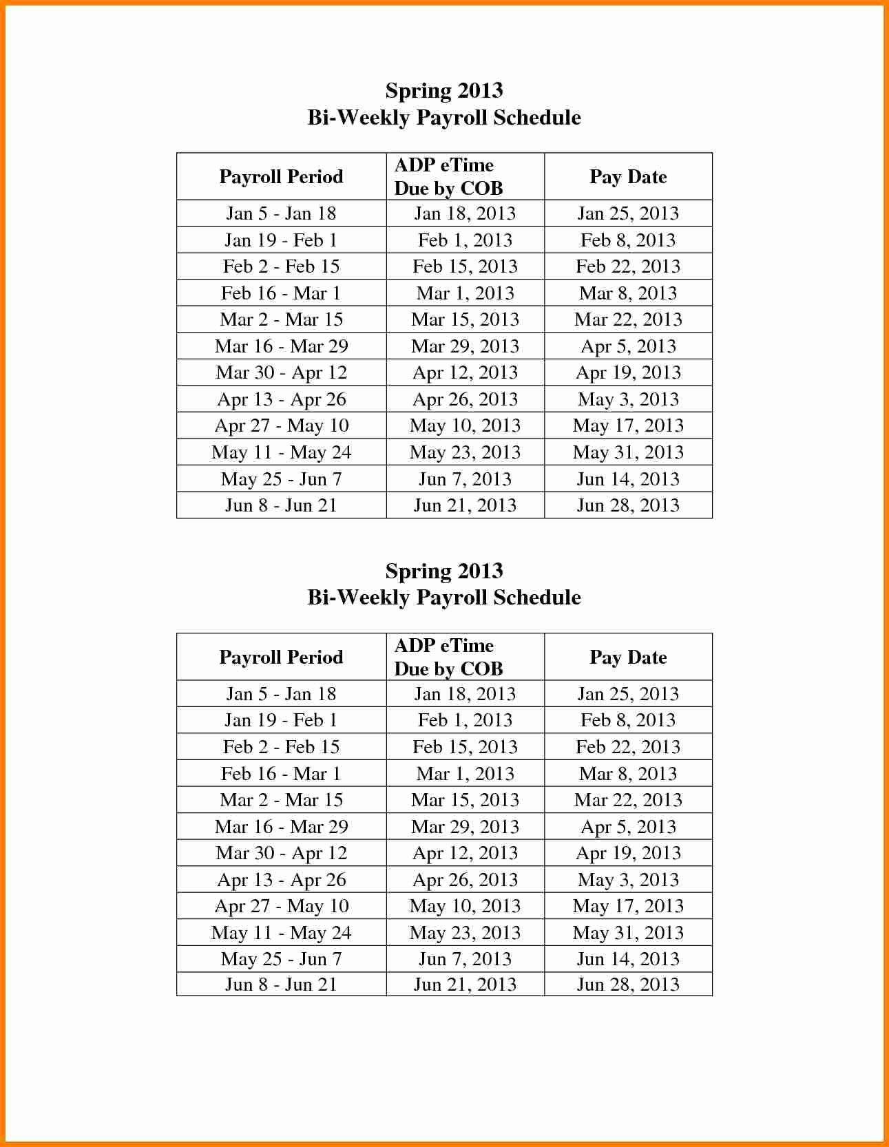 Biweekly Payroll Calendar Template 2019 Beautiful 7