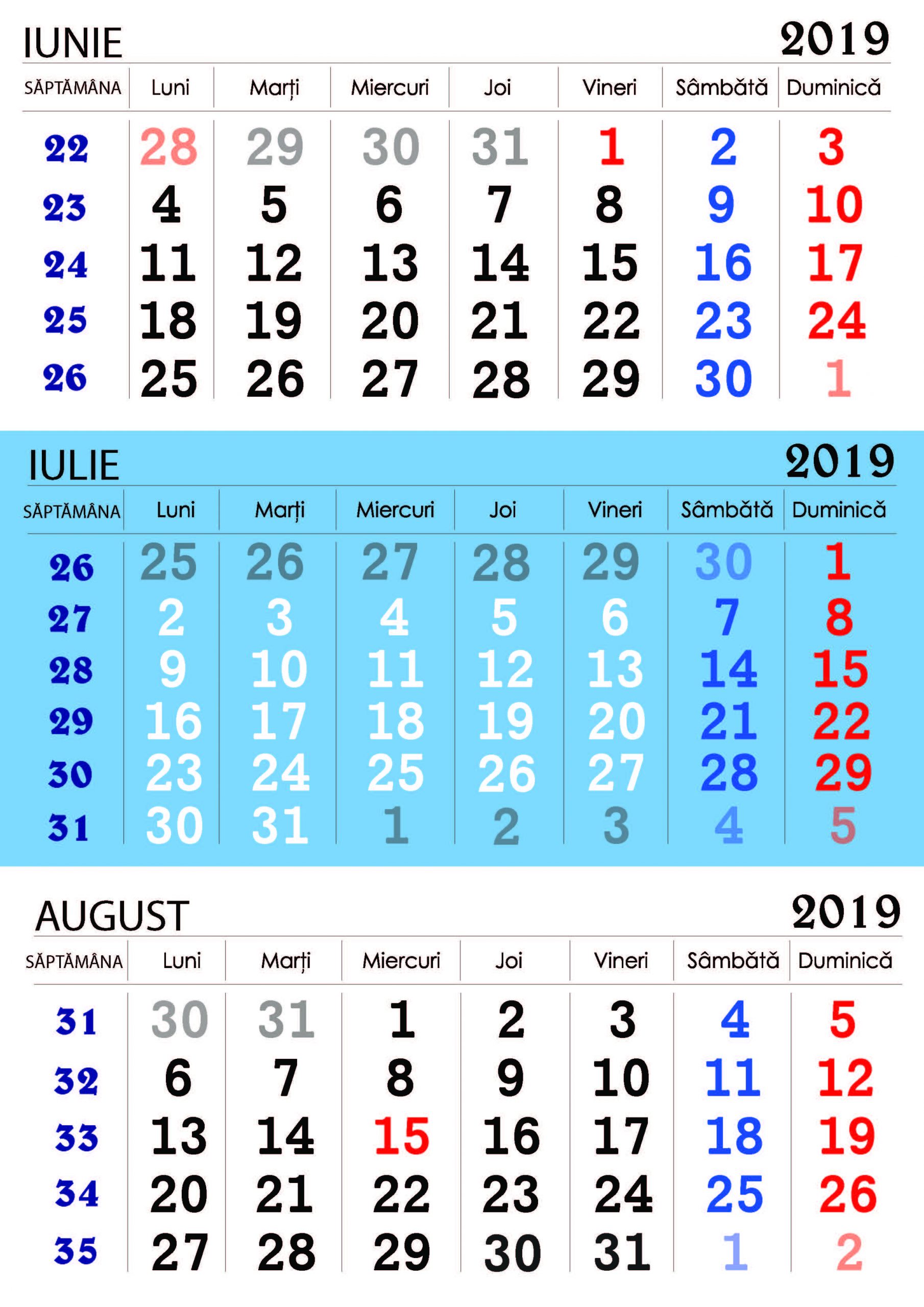 Calendar Triptic De Perete 2019