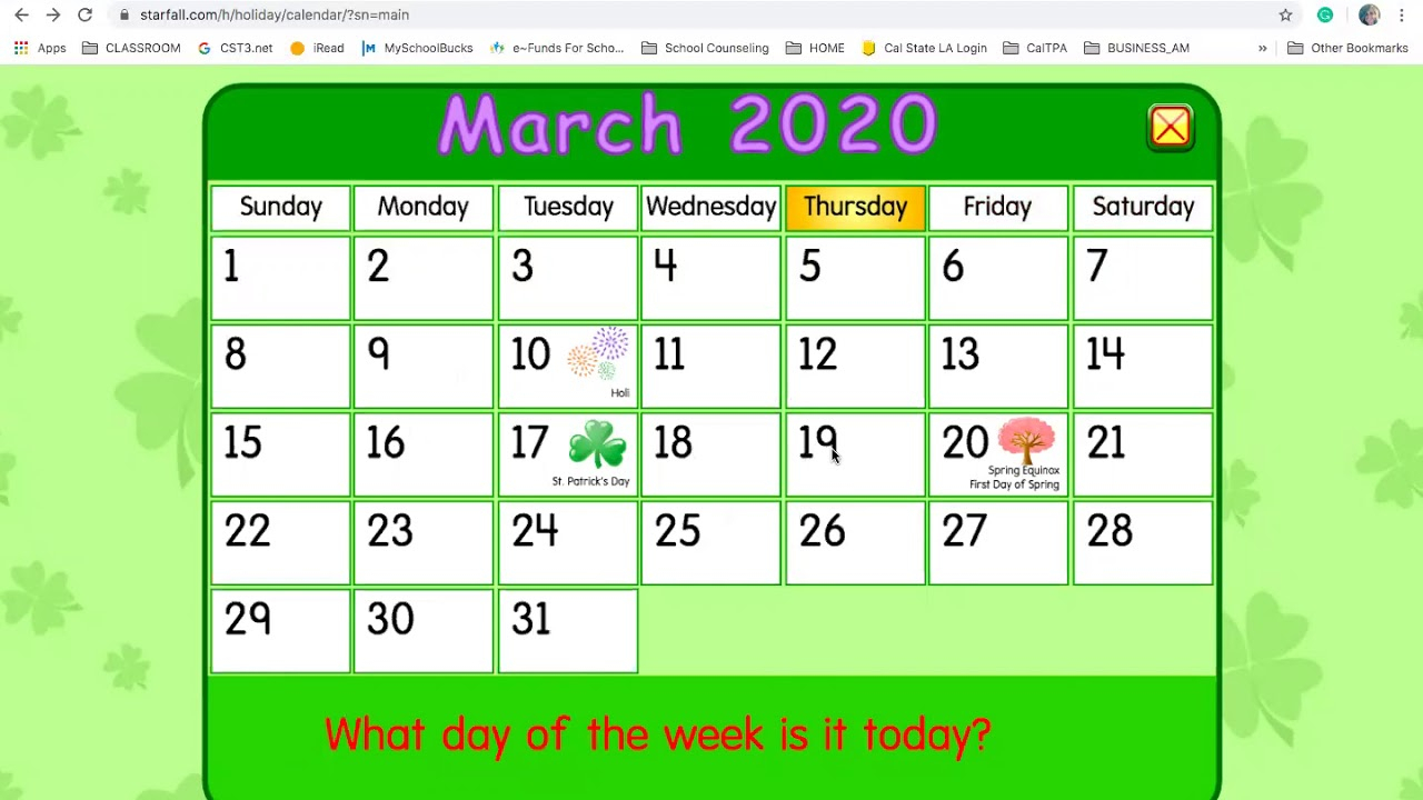 Create A Calendar Using Starfall! - Youtube