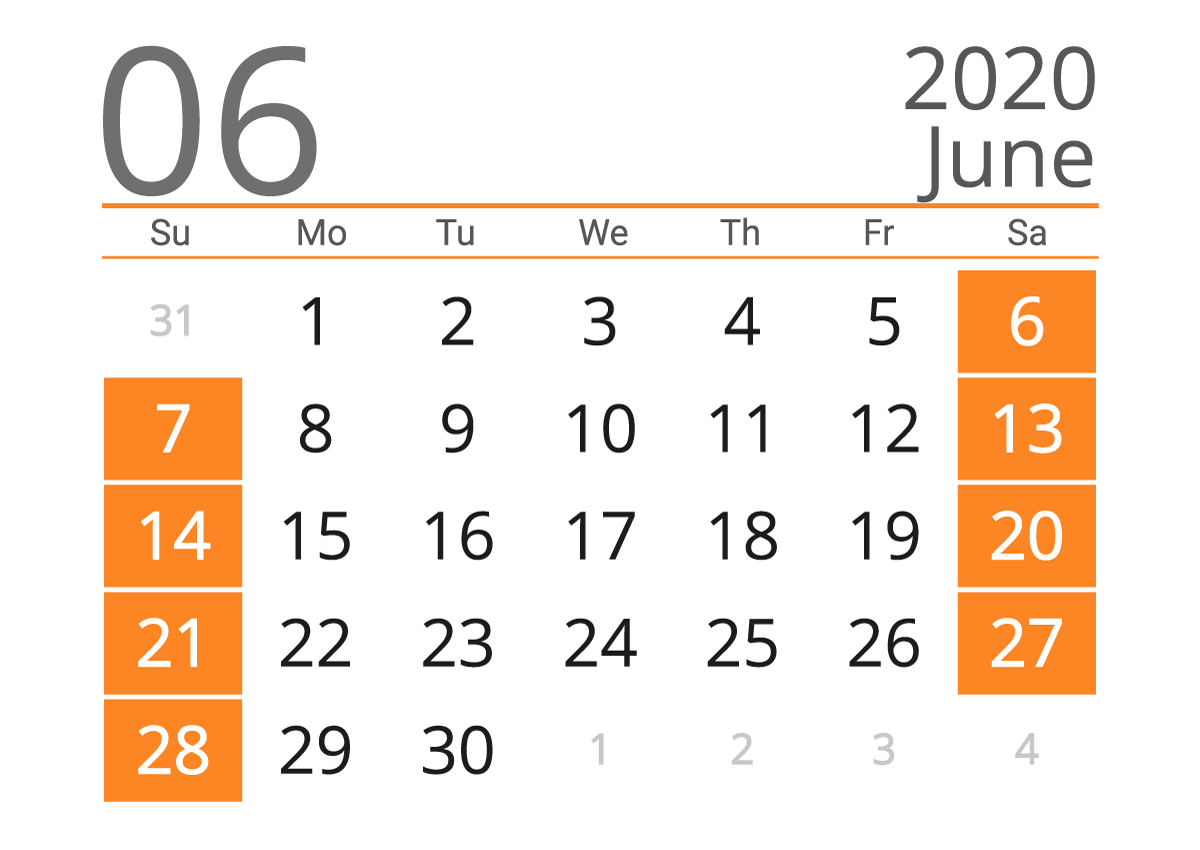 Download June 2020 Calendar - United States