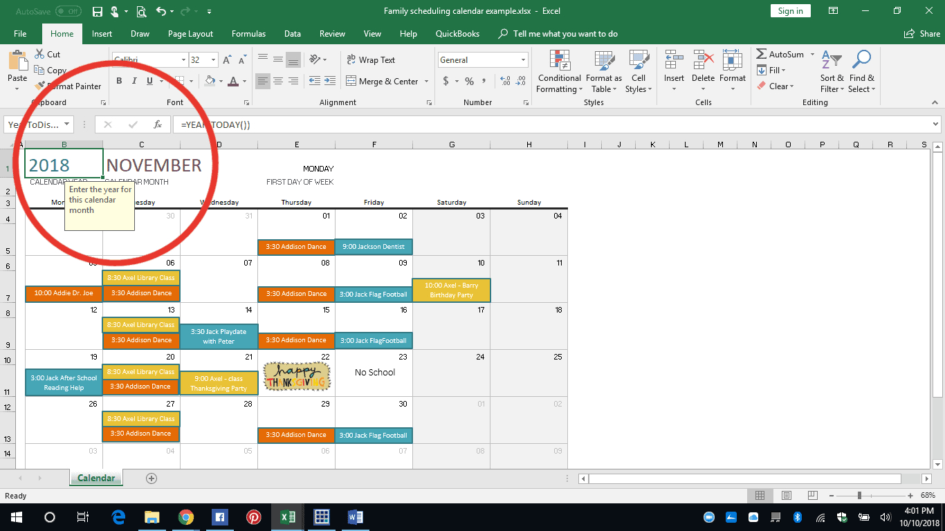 Easy Excel Diy Family Calendar - Our Re-Purposed Home