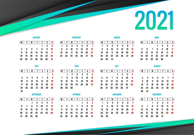 Elegante Calendario 2021 En Vector
