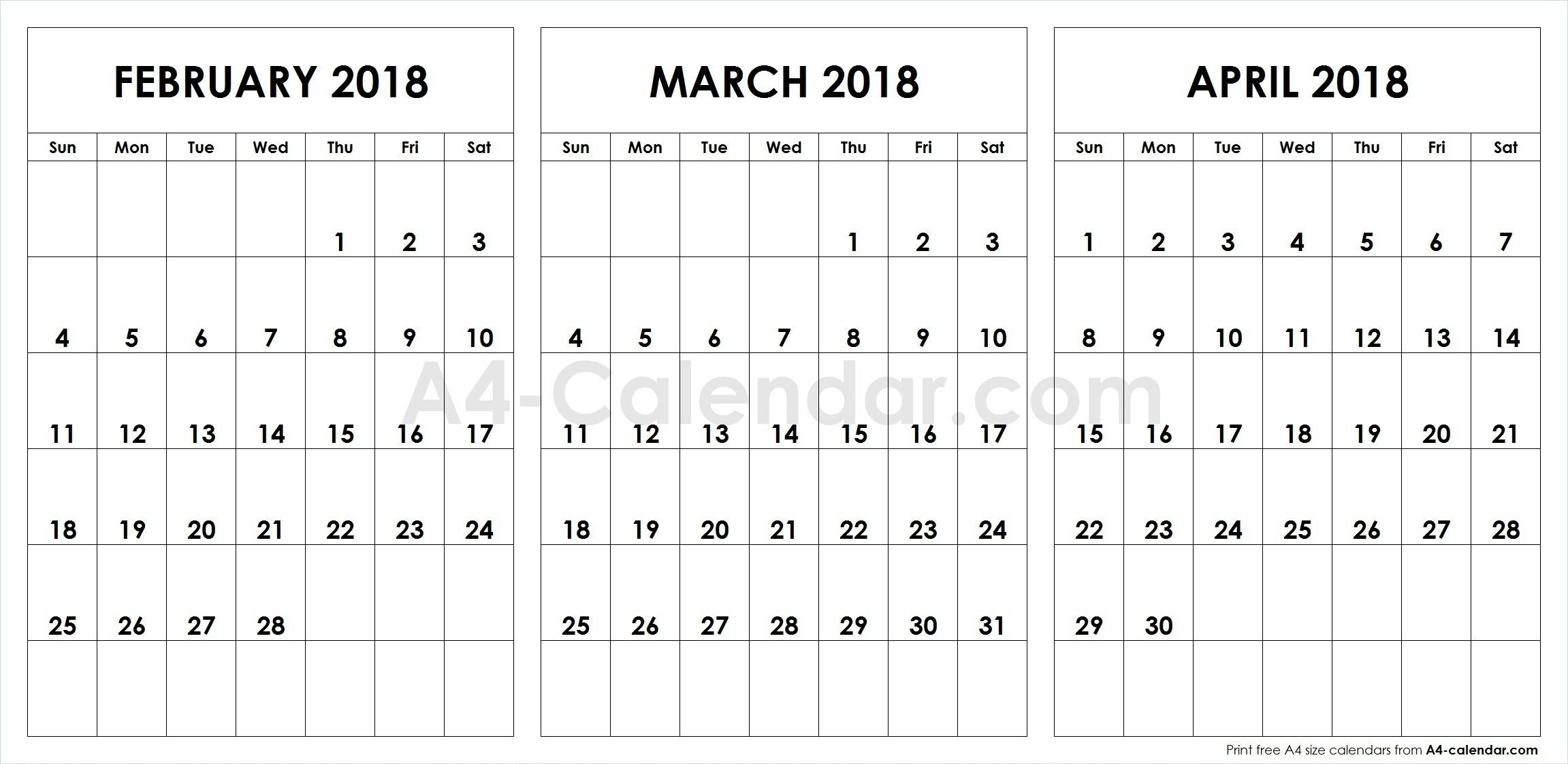 February March April Calendar 2018 Qualads 3 Month