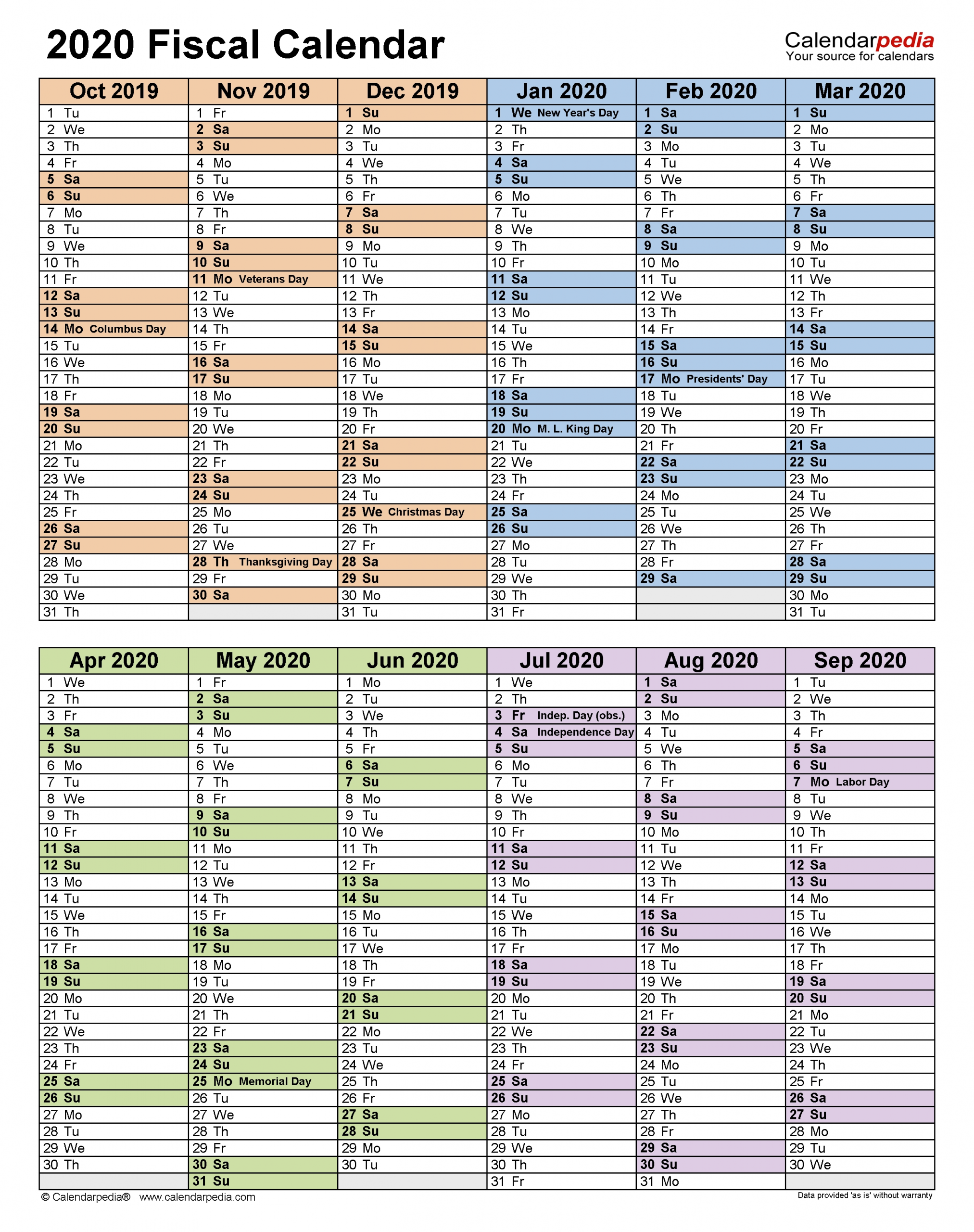 Financial Year Calendar 2020 2021 - Template Calendar Design