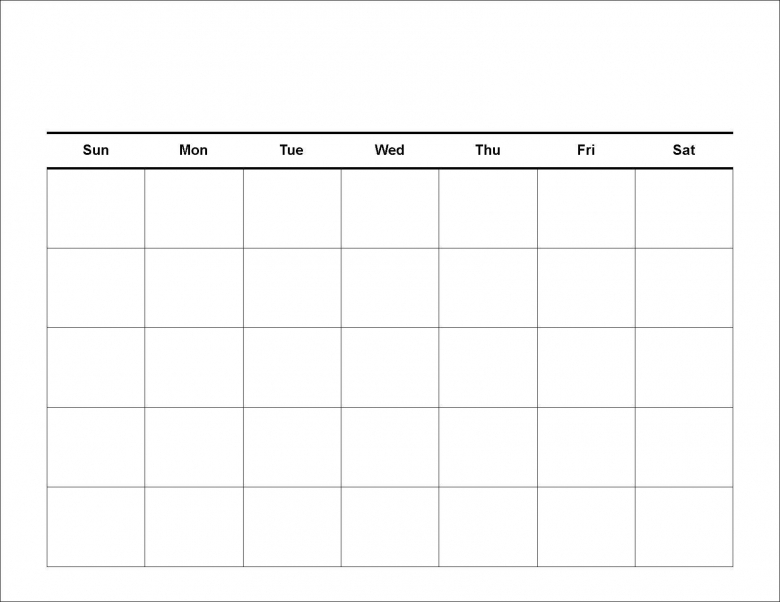 Four Week Generic Calendar :-Free Calendar Template