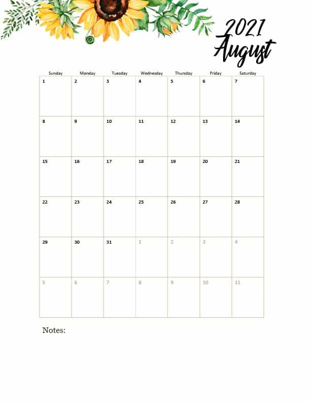 Free Floral Printable Calendar 2021 Pdf - Strength Essence