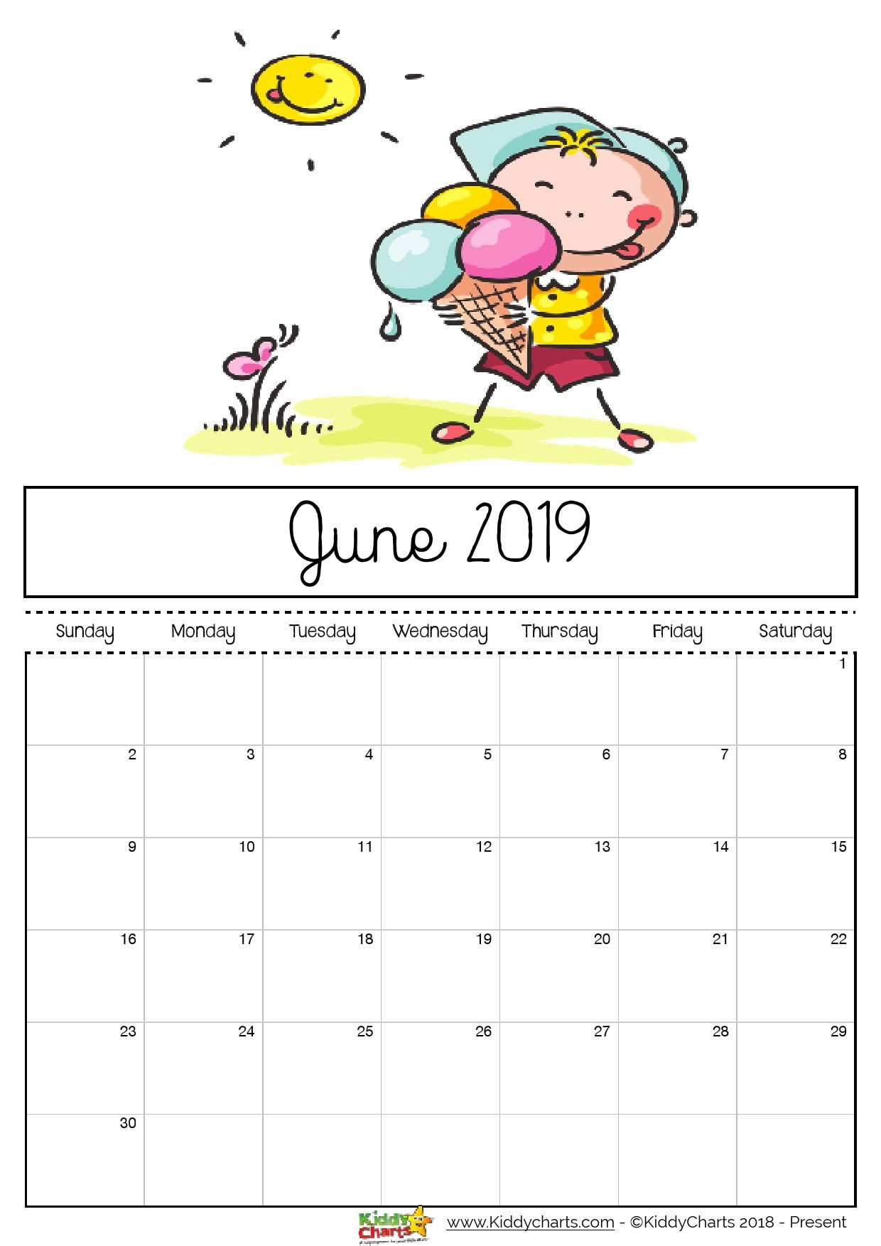 Free Printable 2019 Calendar - Print Yours Here | Home | Kids Calendar, June 2019 Calendar