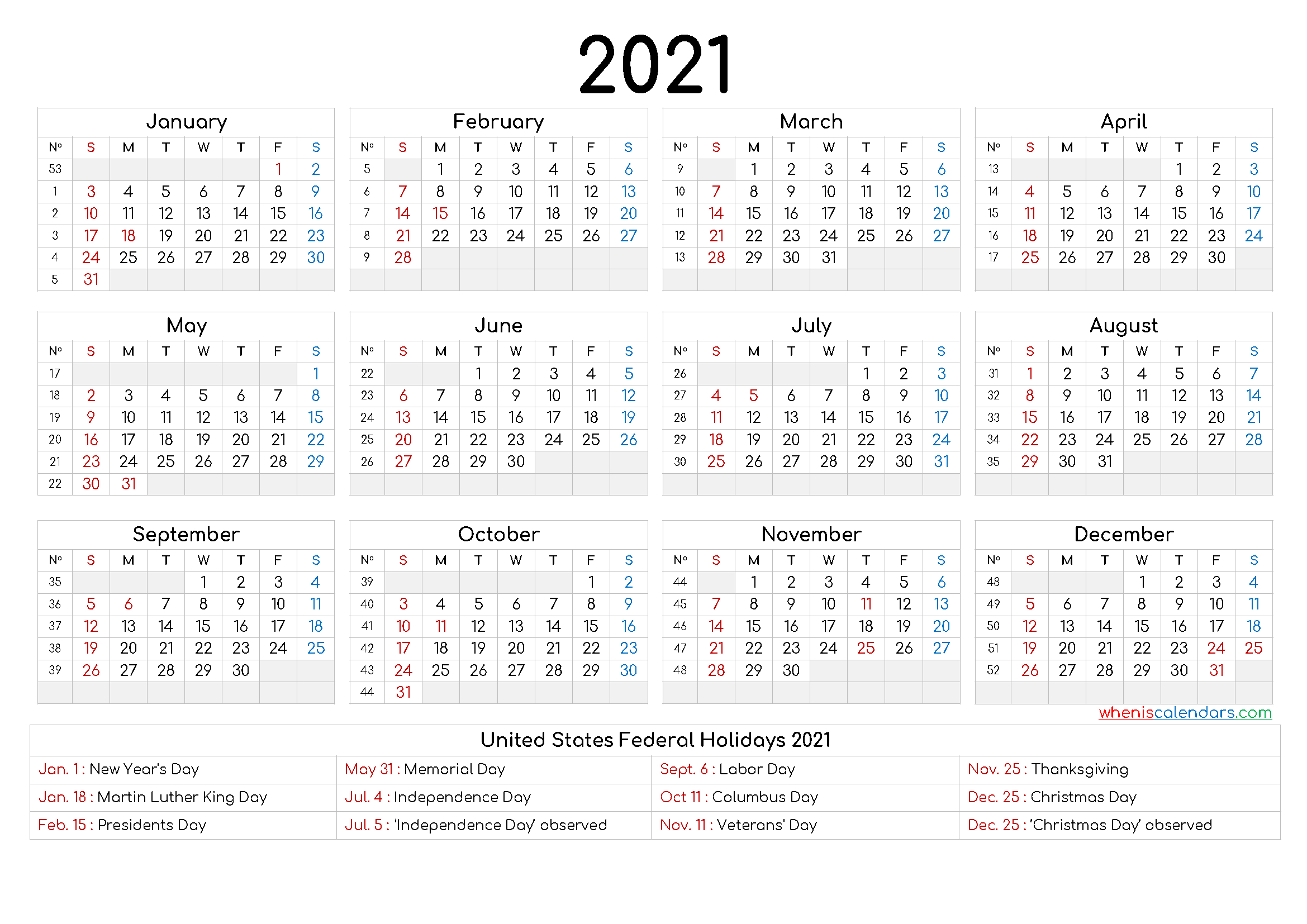 Free Printable Yearly Calendar 2021 And 2022 And Further