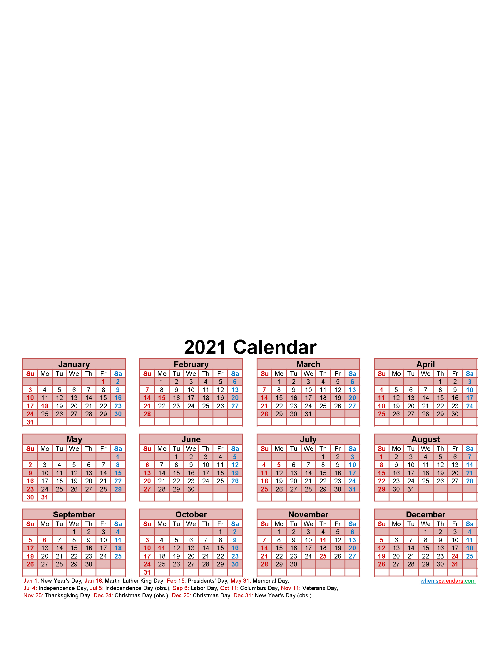 Make Your Own Calendar Free 2021 - Template Nof21Y24