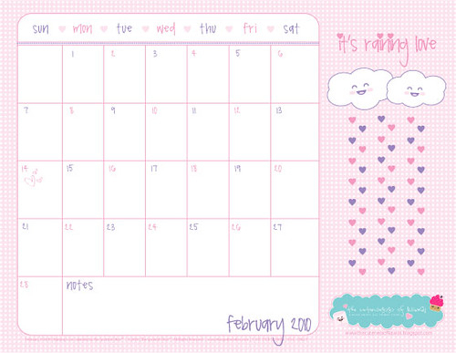 Printable Freebie! Kawaii February 2010 Calendar | Thanks