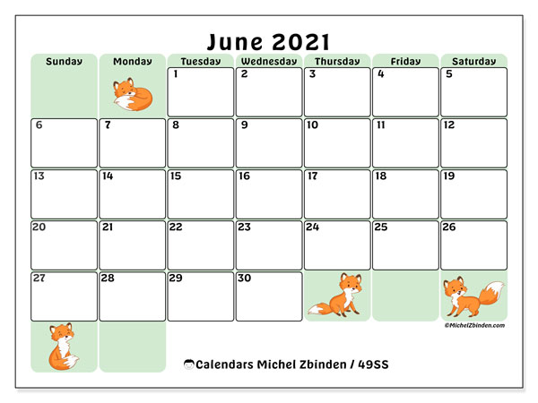 Printable June 2021 &quot;49Ss&quot; Calendar - Michel Zbinden En