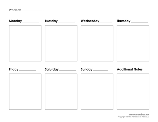 Printable Weekly Calendar Template - Free Blank Pdf