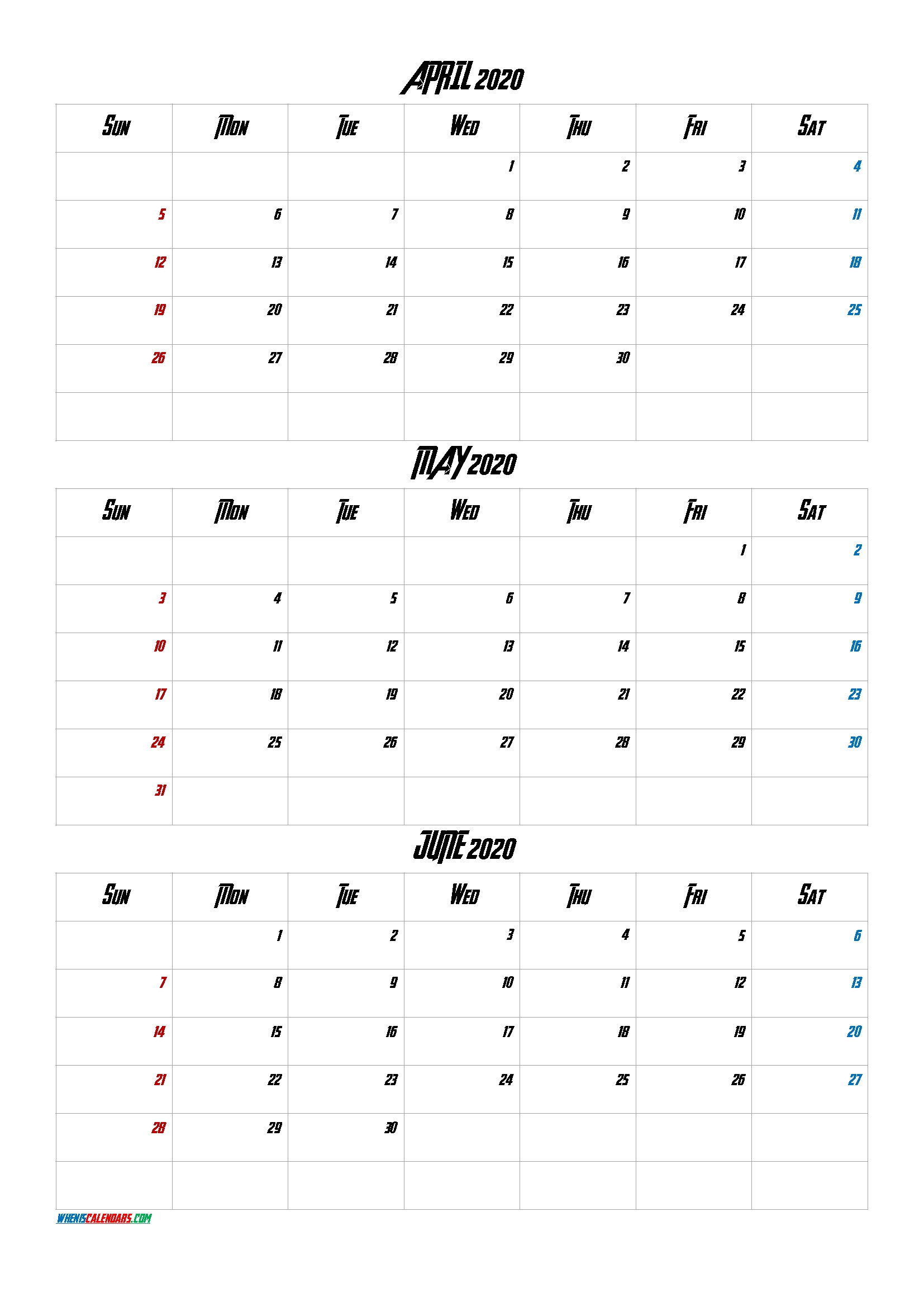 Triple Month 2020 Calendar Template | Calendar Template 2021