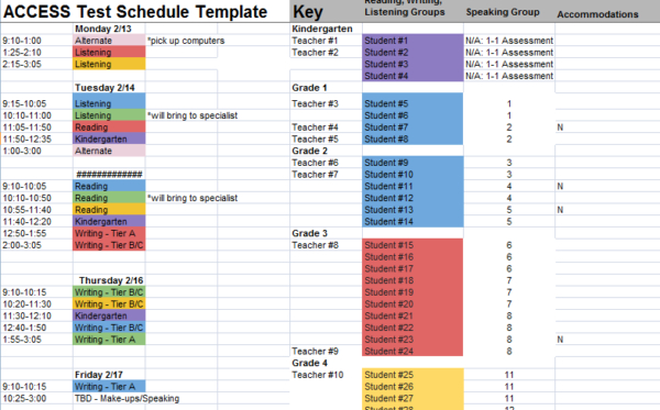 Wida Access Test Schedule Template - Lessonpick